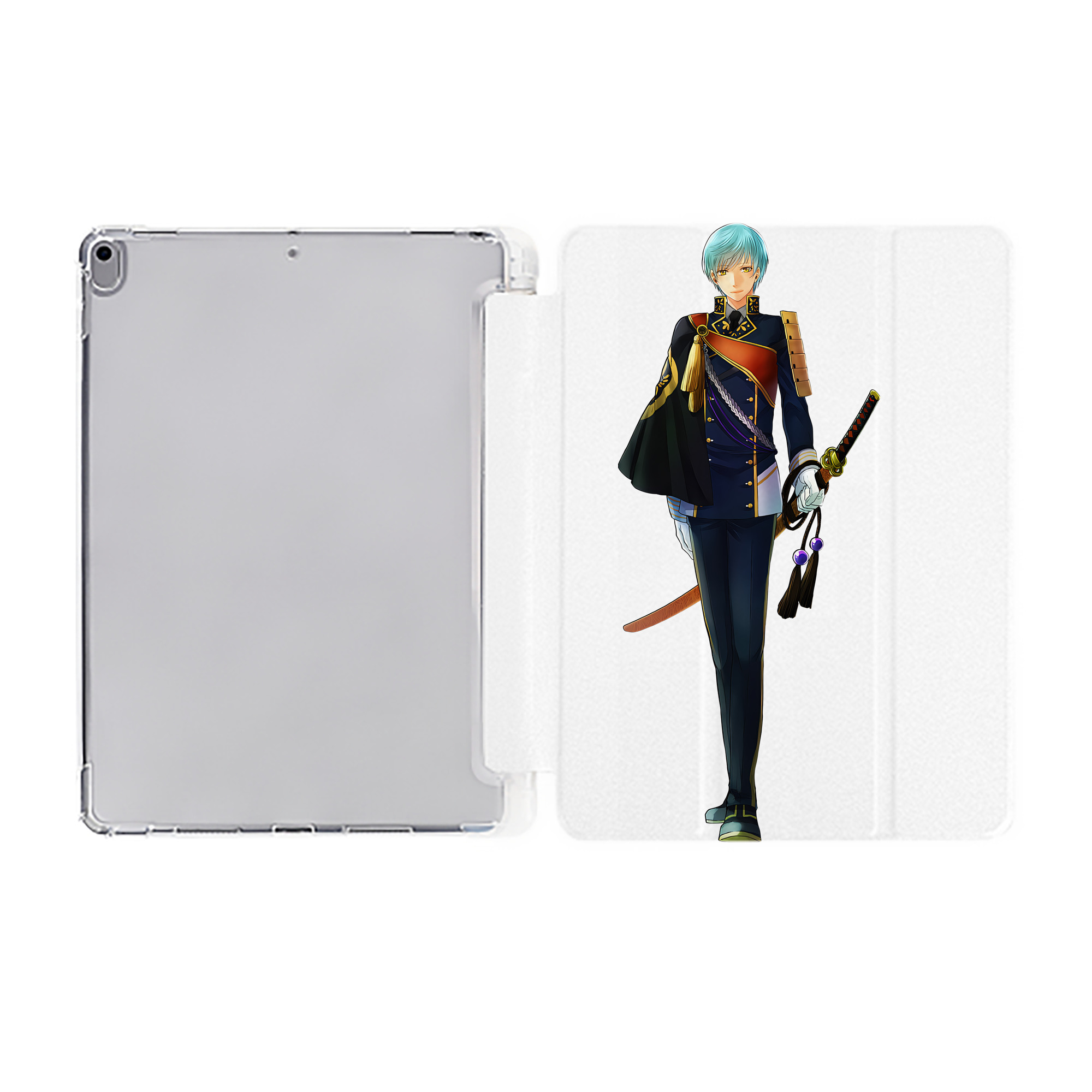 （画像用） 刀剣乱舞 Touken Ranbu IPad ケース ペン収納付き 三つ折りスタンド PUレザー×シリコン 対応機種9.5/10.5/10.9インチ